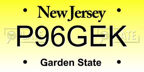 P96GEK New Jersey License Plate