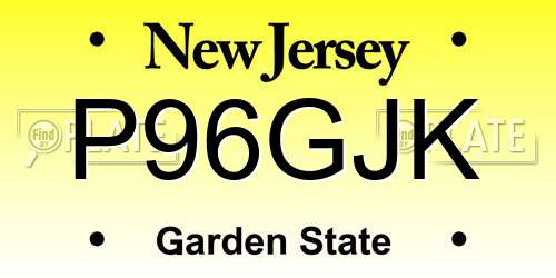 P96GJK New Jersey License Plate