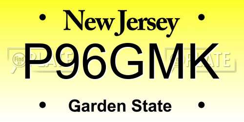 P96GMK New Jersey License Plate