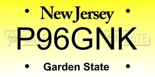 P96GNK New Jersey License Plate
