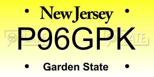 P96GPK New Jersey License Plate