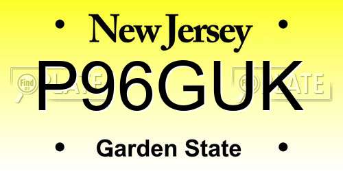 P96GUK New Jersey License Plate