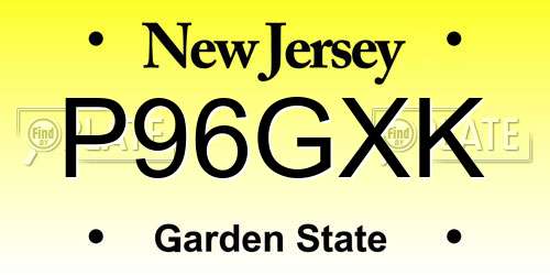P96GXK New Jersey License Plate