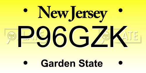 P96GZK New Jersey License Plate