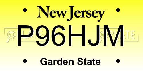 P96HJM New Jersey License Plate