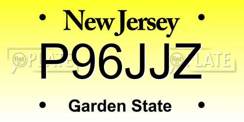 P96JJZ New Jersey License Plate
