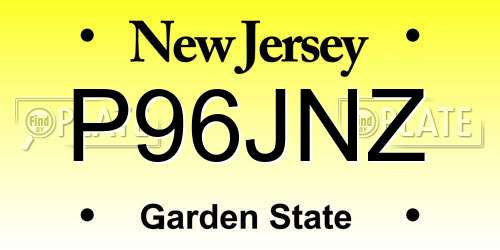 P96JNZ New Jersey License Plate