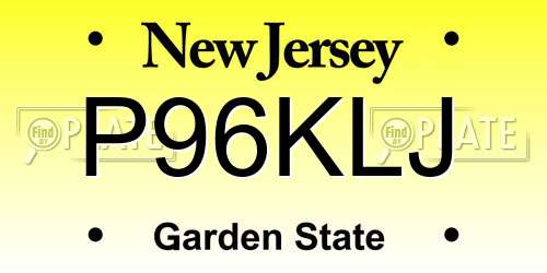 P96KLJ New Jersey License Plate