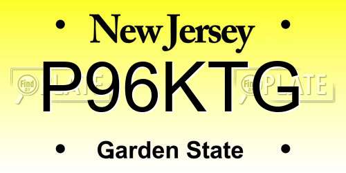 P96KTG New Jersey License Plate