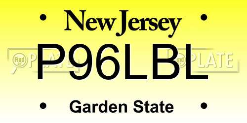P96LBL New Jersey License Plate