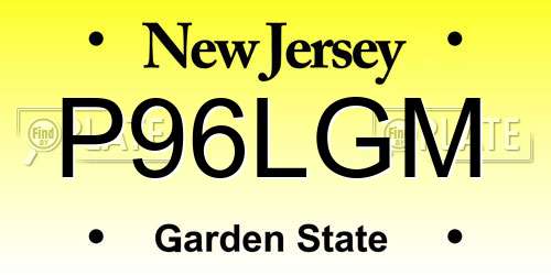 P96LGM New Jersey License Plate