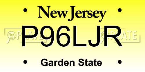 P96LJR New Jersey License Plate