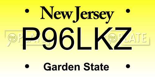 P96LKZ New Jersey License Plate