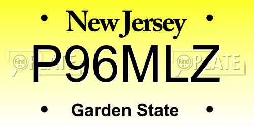 P96MLZ New Jersey License Plate