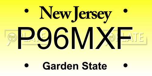 P96MXF New Jersey License Plate