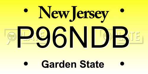 P96NDB New Jersey License Plate