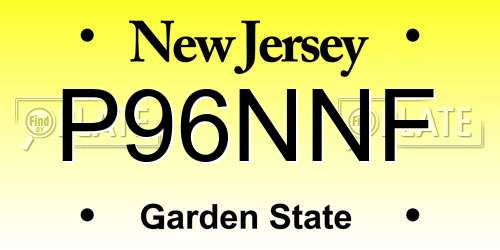 P96NNF New Jersey License Plate