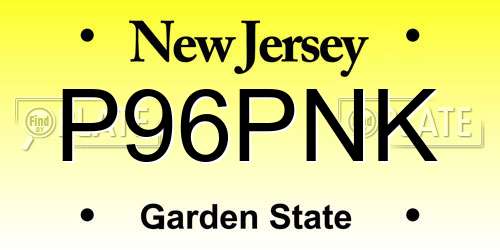 P96PNK New Jersey License Plate