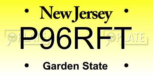 P96RFT New Jersey License Plate