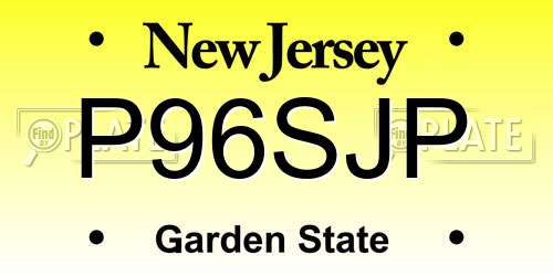 P96SJP New Jersey License Plate