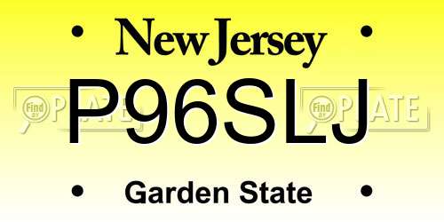 P96SLJ New Jersey License Plate