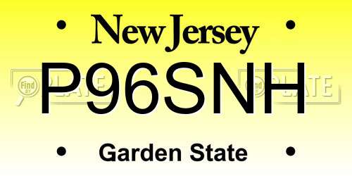 P96SNH New Jersey License Plate