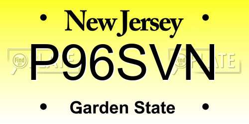 P96SVN New Jersey License Plate