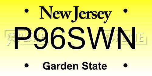 P96SWN New Jersey License Plate