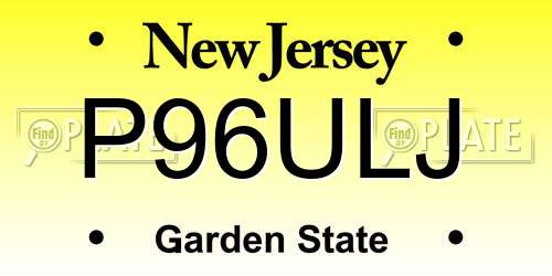 P96ULJ New Jersey License Plate