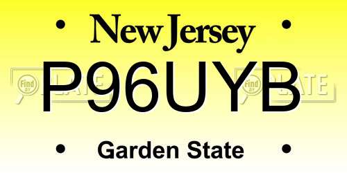 P96UYB New Jersey License Plate