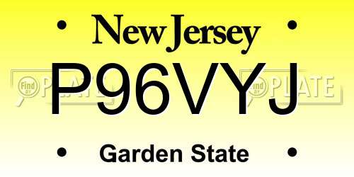 P96VYJ New Jersey License Plate
