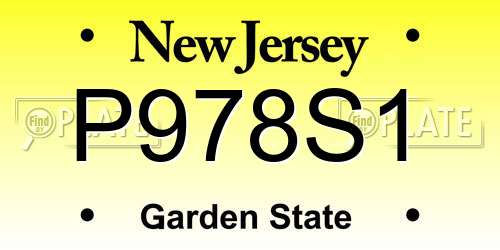 P978S1 New Jersey License Plate