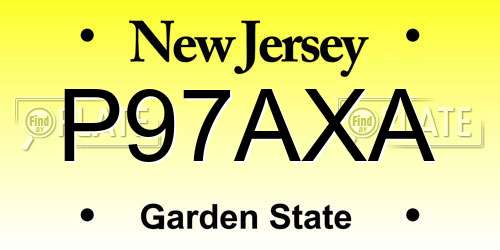 P97AXA New Jersey License Plate