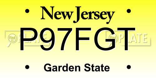 P97FGT New Jersey License Plate