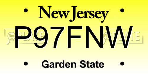 P97FNW New Jersey License Plate