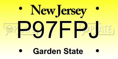 P97FPJ New Jersey License Plate