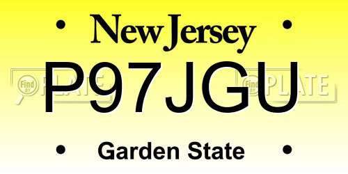 P97JGU New Jersey License Plate