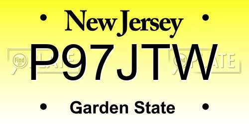 P97JTW New Jersey License Plate