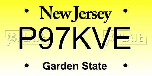 P97KVE New Jersey License Plate