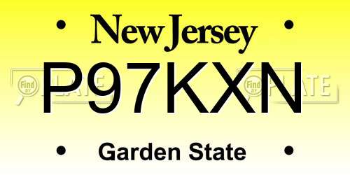 P97KXN New Jersey License Plate