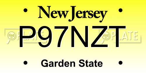 P97NZT New Jersey License Plate
