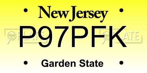 P97PFK New Jersey License Plate