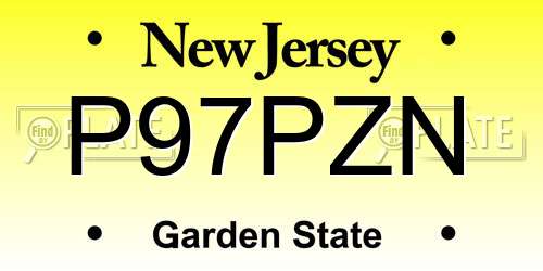 P97PZN New Jersey License Plate
