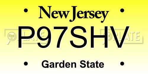 P97SHV New Jersey License Plate