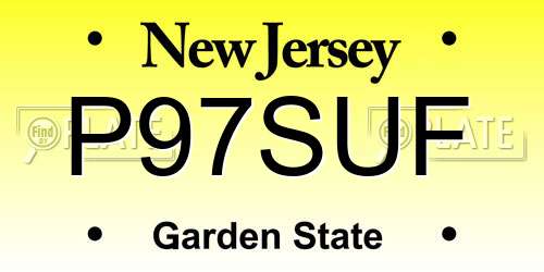 P97SUF New Jersey License Plate