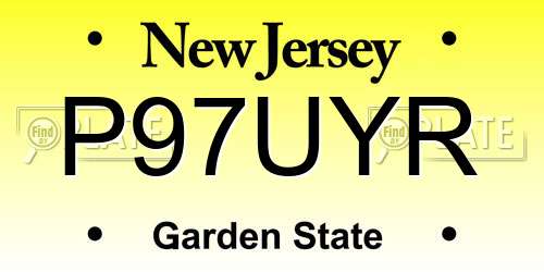 P97UYR New Jersey License Plate