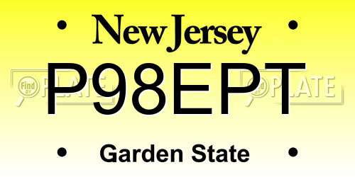 P98EPT New Jersey License Plate