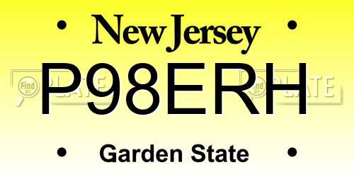P98ERH New Jersey License Plate