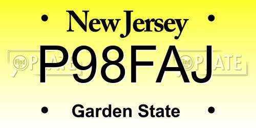 P98FAJ New Jersey License Plate