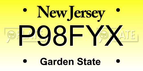 P98FYX New Jersey License Plate
